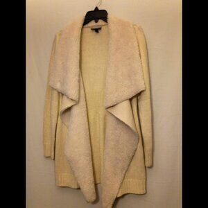 Allison Brittany Women's Off-White Faux Fur Neck Cardigan Sweater Sz XL